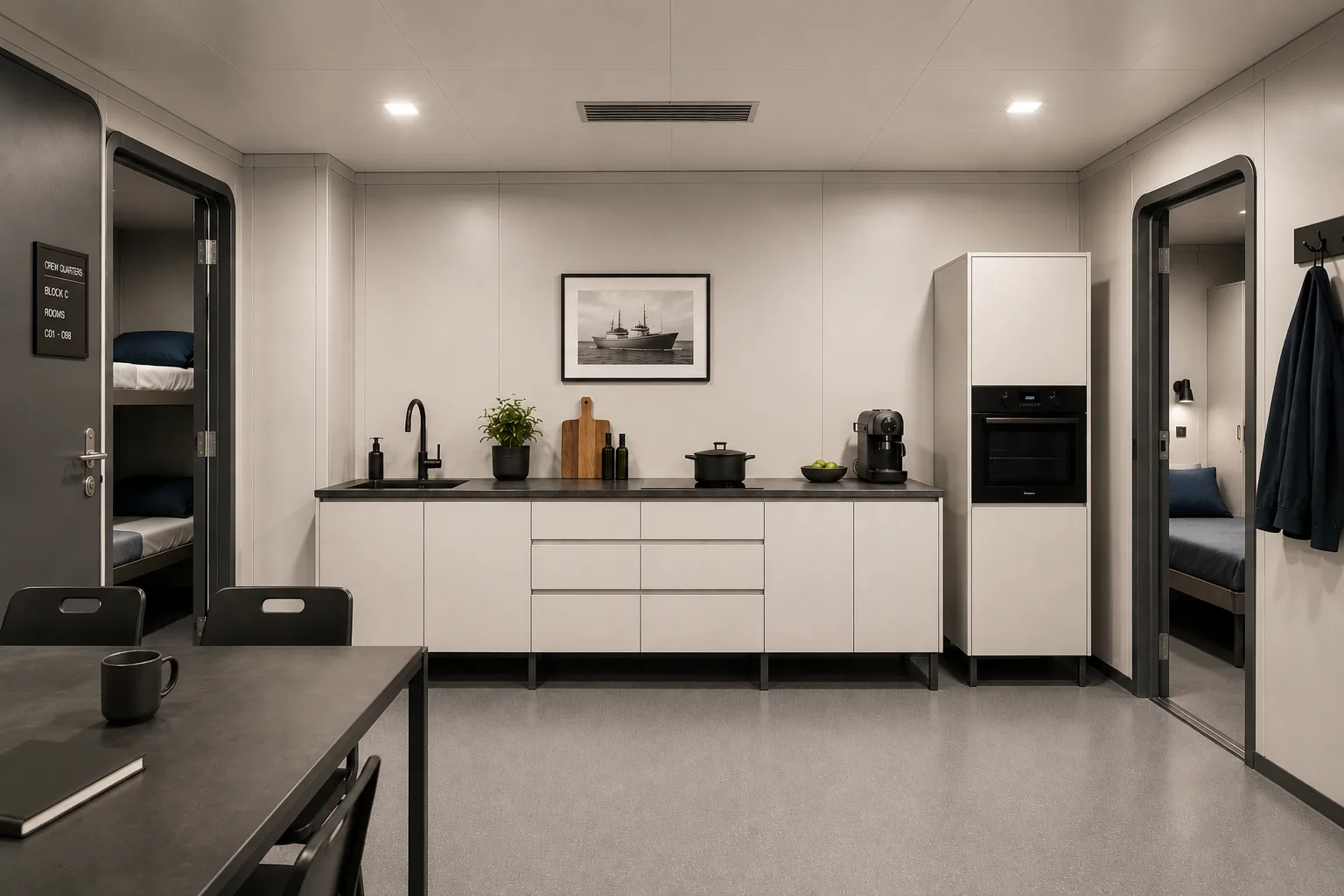 Staff and crew quarters kitchen