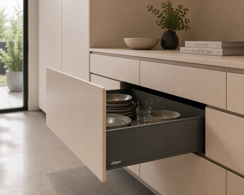 Integrated FRAMEO bedroom drawers with high-quality runners