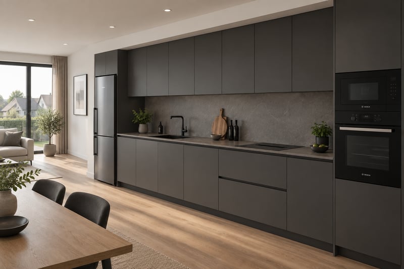 Linear FRAMEO kitchen with matt off-white fronts