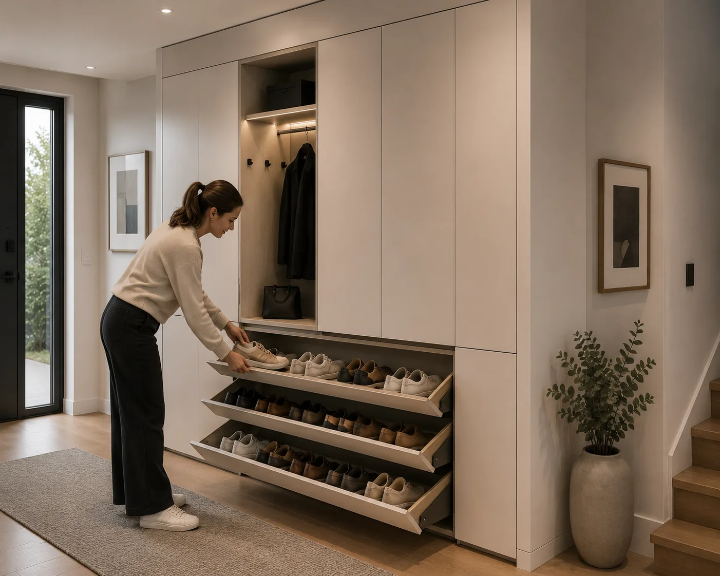 FRAMEO shoe storage with pull-out drawers