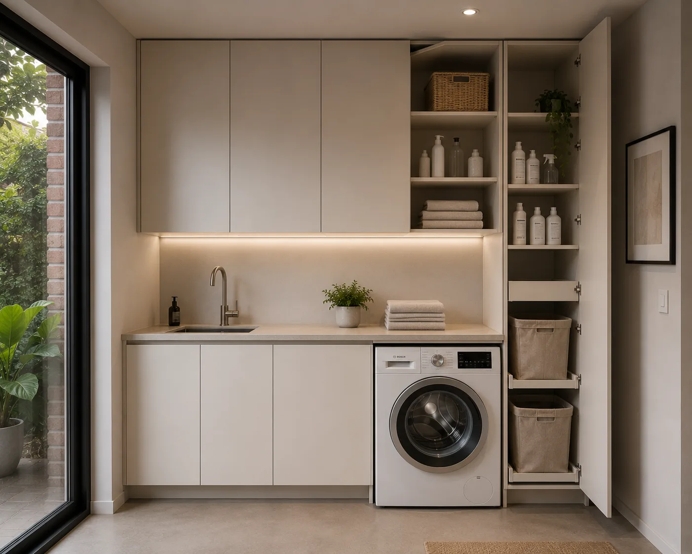 FRAMEO laundry storage cabinetry