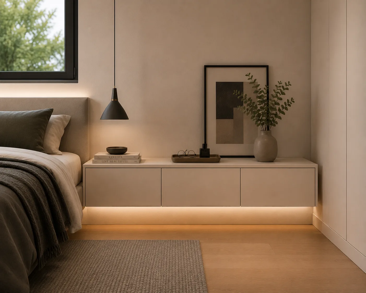 Floating FRAMEO bedside cabinet