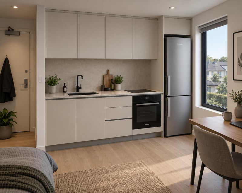 Compact galley kitchen in a small apartment