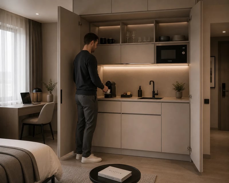 FRAMEO compact kitchenette for serviced apartments