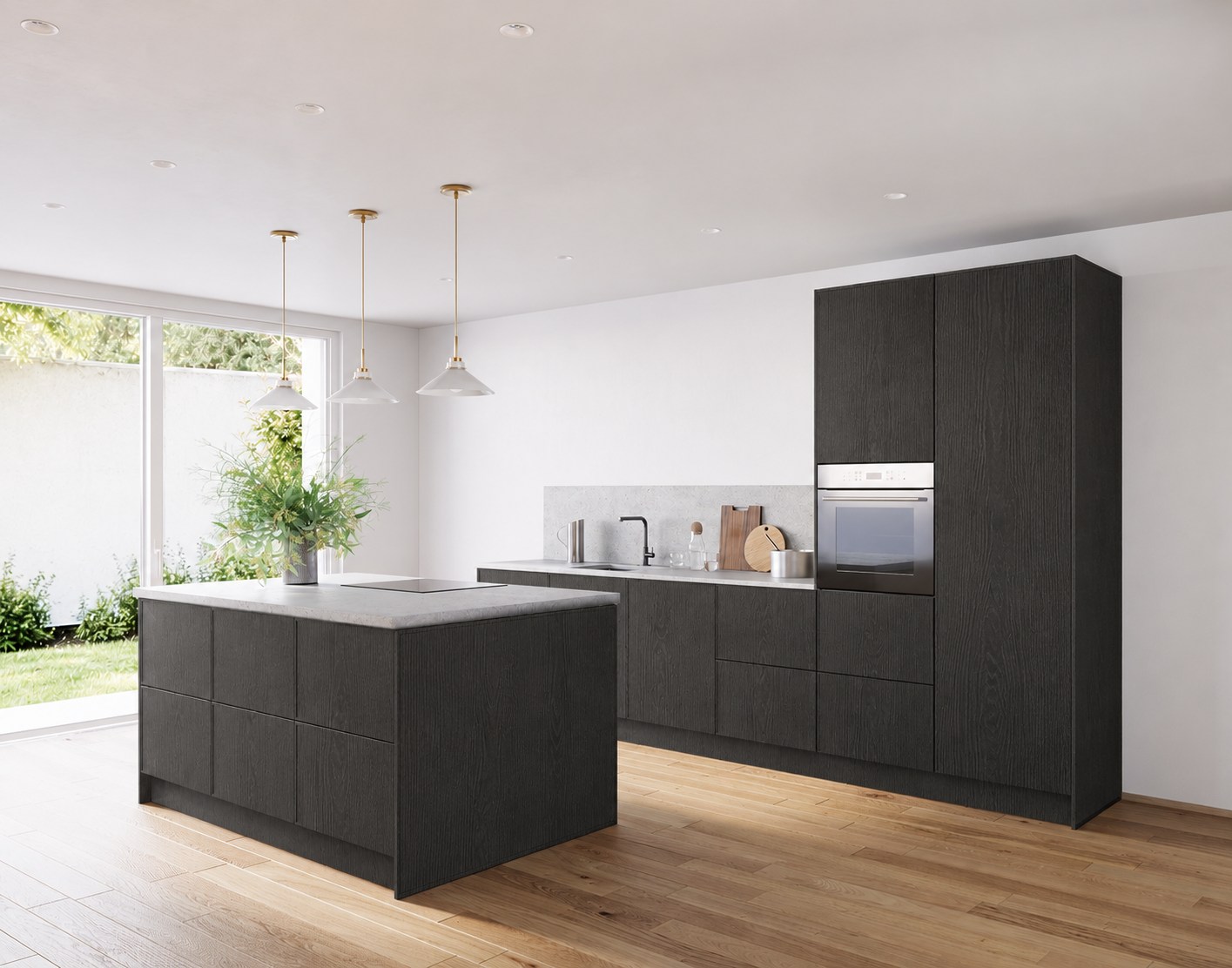 Avola · Eiche onyxschwarz Nachbildung AFP — Island kitchen