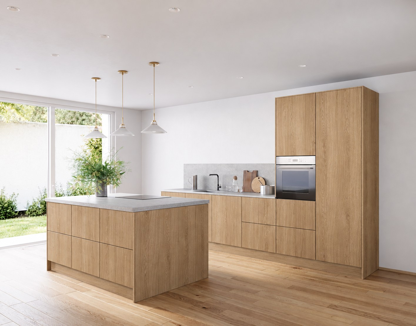 Bari · Aurora Eiche Nachbildung — Island kitchen