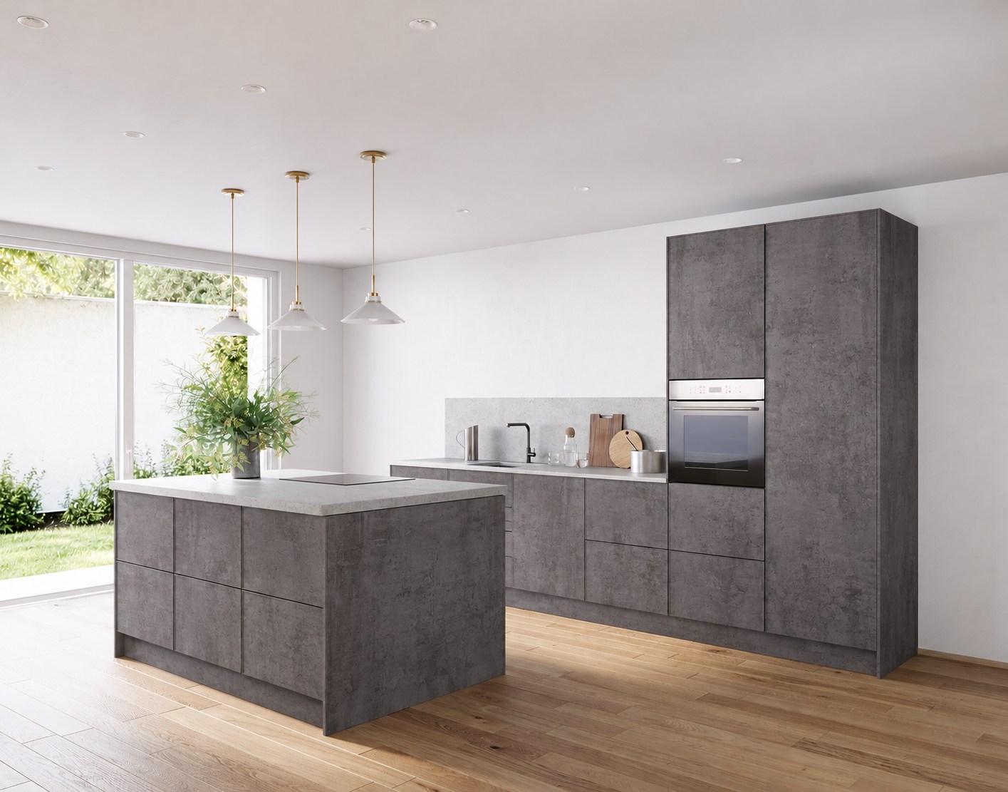 Elba · Beton anthrazit Nachbildung — Island kitchen