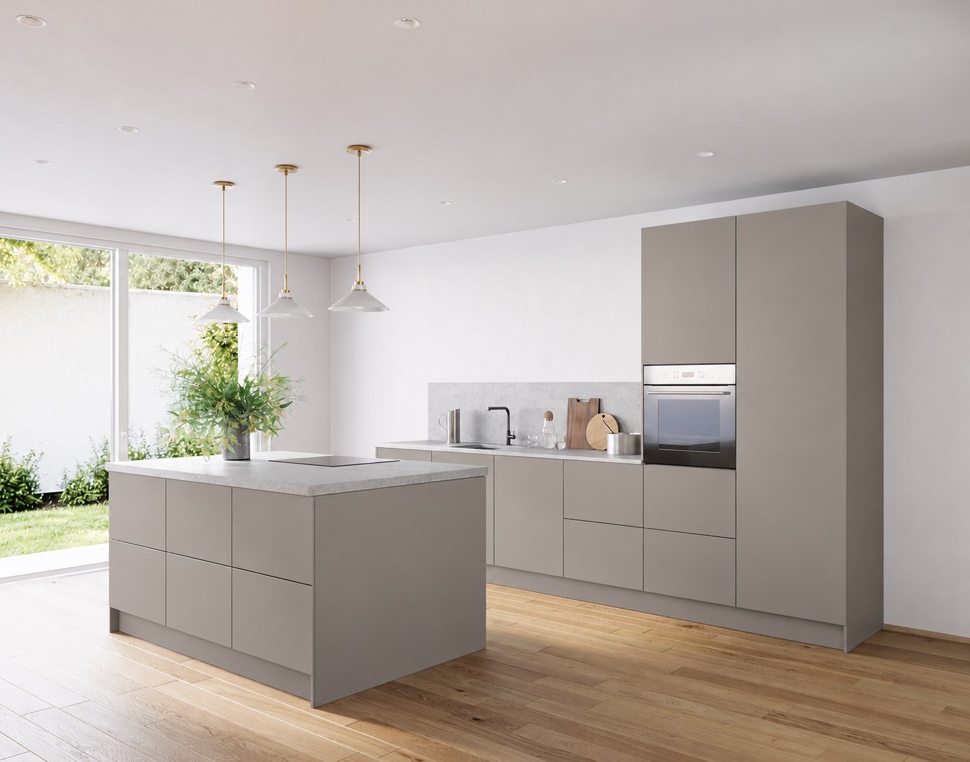 Fino Matt · Achatgrau matt AFP — Island kitchen