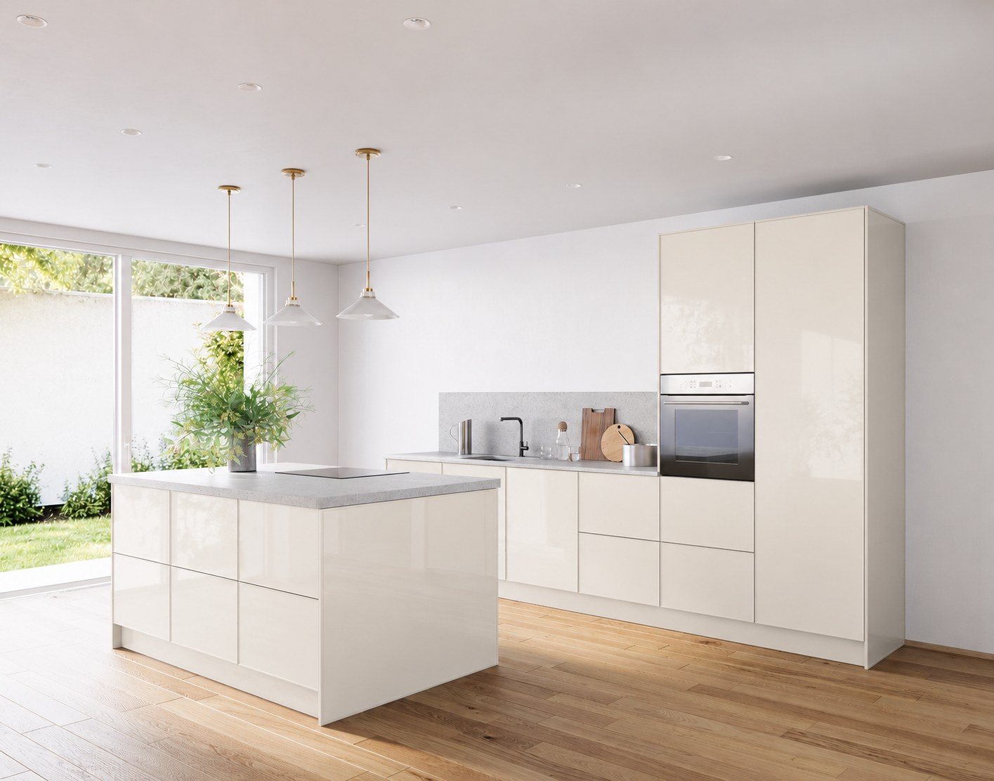 Gala · Brillantweiß hochglanz — Island kitchen