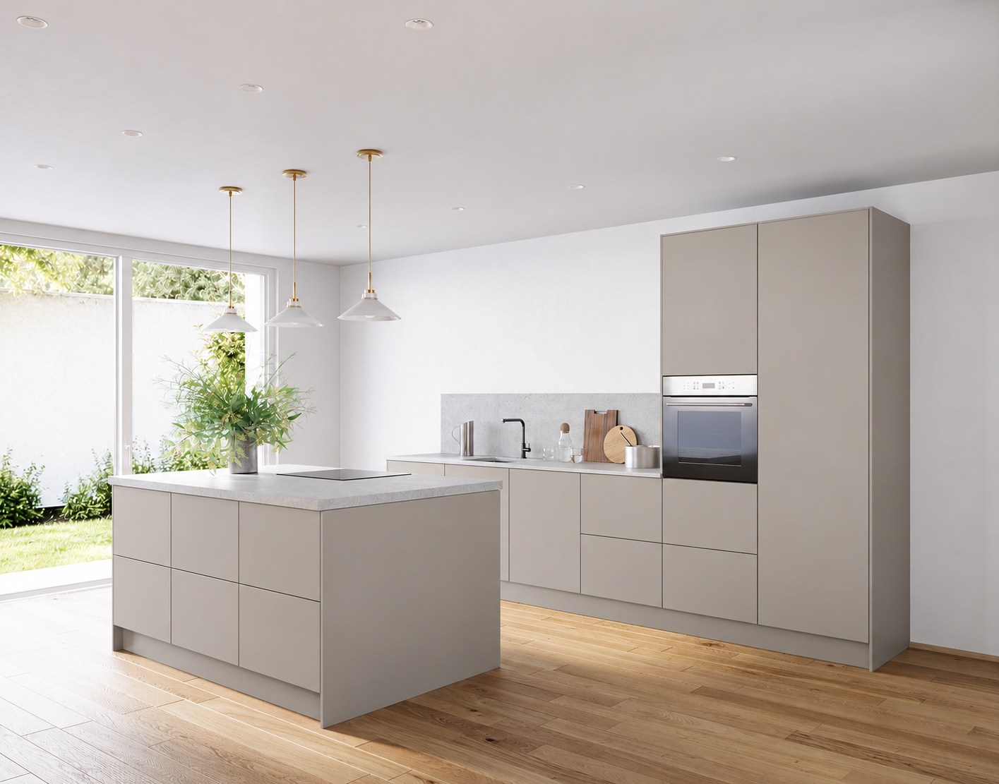 Matera · Kieselgrau matt AFP — Island kitchen