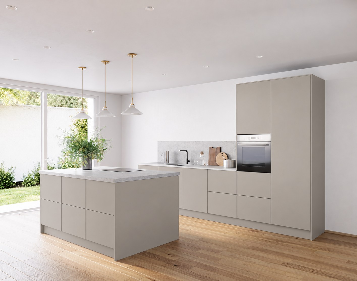 Salona · Kieselgrau matt AFP — Island kitchen