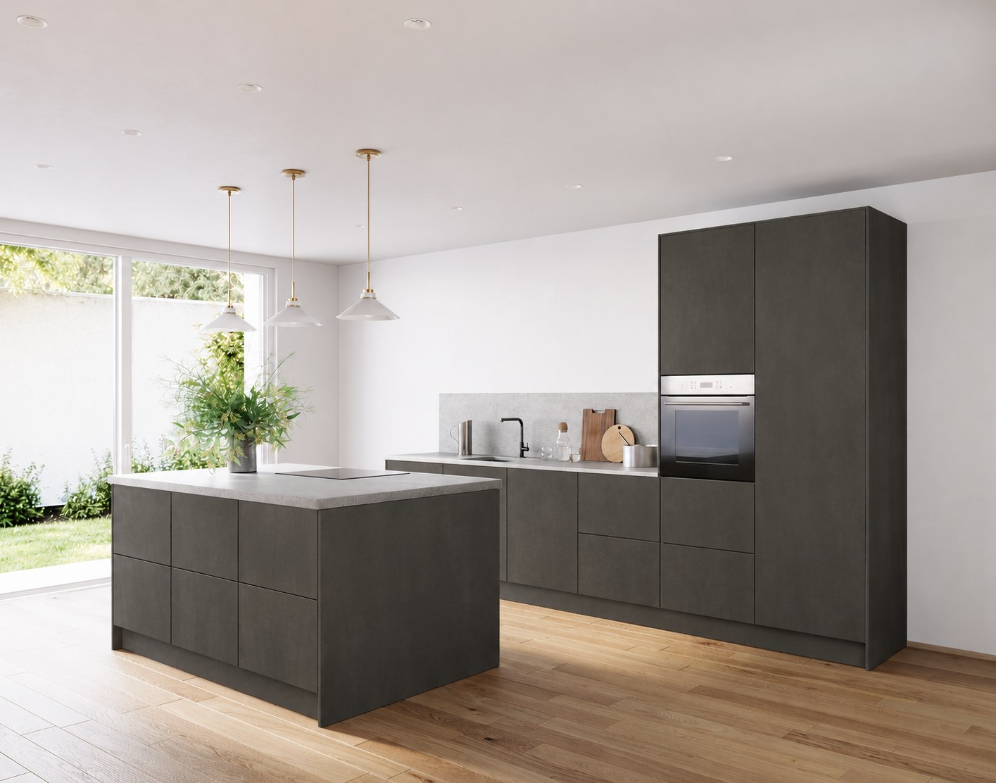 Targa · Stahl dunkel Nachbildung — Island kitchen